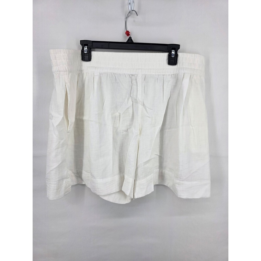 Calia Swim Collection White Textured Coverup Shorts XXL Smocked Waist Pockets